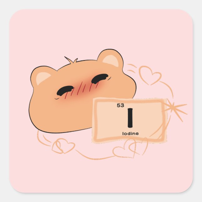 Cute Bear In Love  Square Sticker (Front)