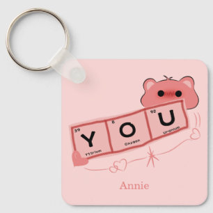 Cute Bear In Love "You" Personalise Couple  Key Ring