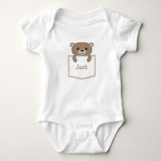 cute bear in pocket personalised baby bodysuit