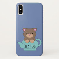 Cute Bear in Pretty Teapot Blue Case