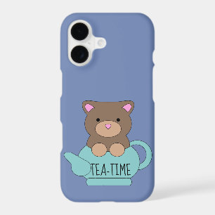 Cute Bear in Pretty Teapot Blue Case