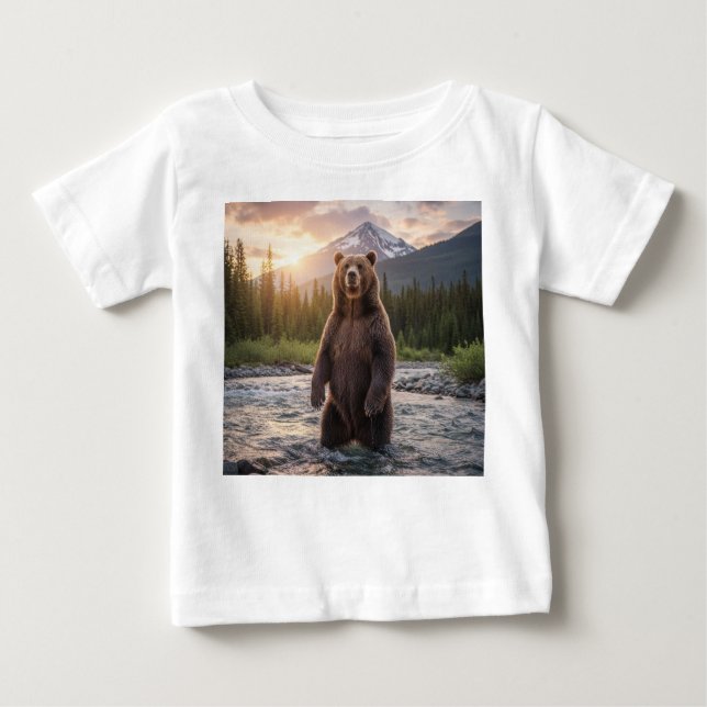 Cute Bear in the Mountains Baby T-Shirt (Front)