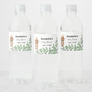 Cute Bear in the Wood Baby Shower  Water Bottle Label