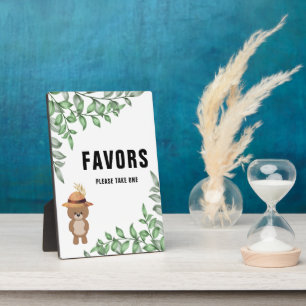 Cute Bear In the Wood Favours Baby Shower Plaque