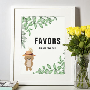 Cute Bear In the Wood Favours Baby Shower   Poster