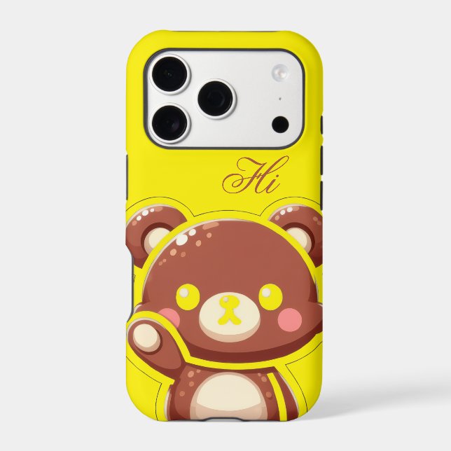 Cute Bear iPhone Case–Yellow Teddy Bear cover (Back)