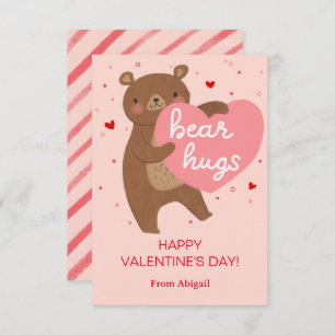 Cute Bear Kids Classroom Valentine Note Card