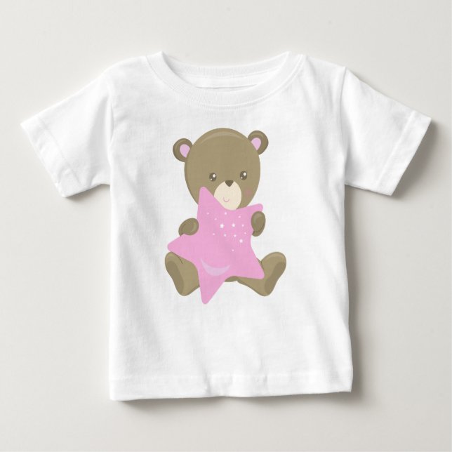 Cute Bear, Little Bear, Baby Bear, Bear With Star Baby T-Shirt (Front)
