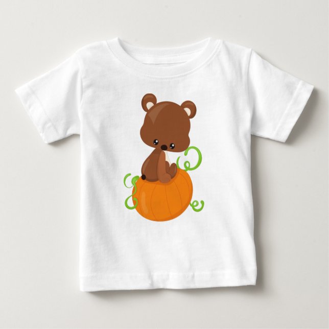Cute Bear, Little Bear, Brown Bear, Pumpkin Baby T-Shirt (Front)