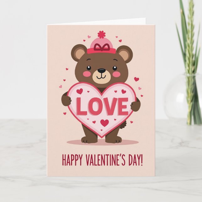 Cute Bear Love Valentine Card (Front)