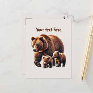 Cute bear lovers customisable postcard