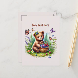 Cute bear lovers customisable postcard