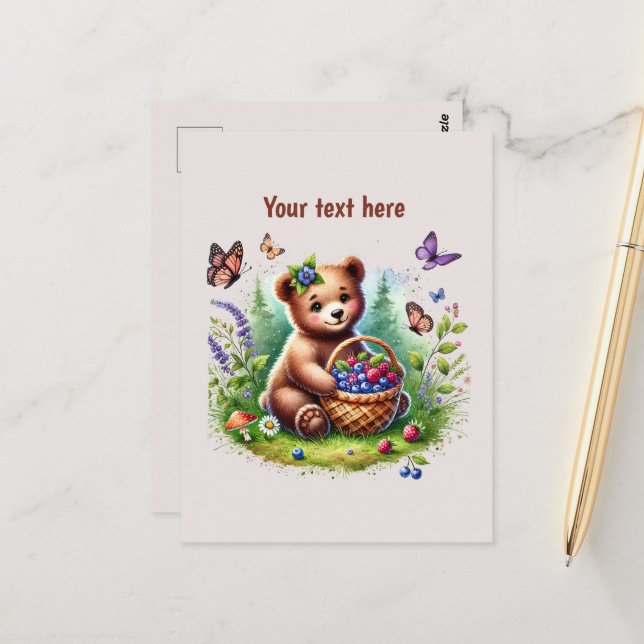 Cute bear lovers customisable postcard (Front/Back In Situ)