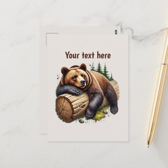 Cute bear lovers customisable  postcard (Front/Back In Situ)