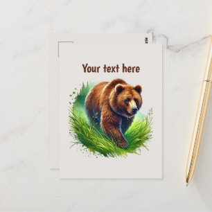 Cute bear lovers customisable postcard