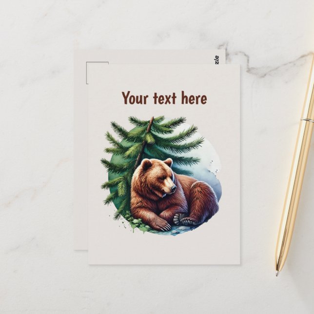 Cute bear lovers customisable  postcard (Front/Back In Situ)