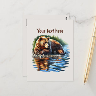 Cute bear lovers customisable postcard