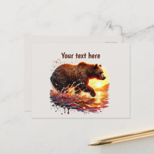 Cute bear lovers customisable postcard