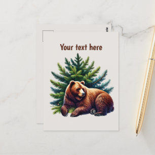 Cute bear lovers customisable postcard