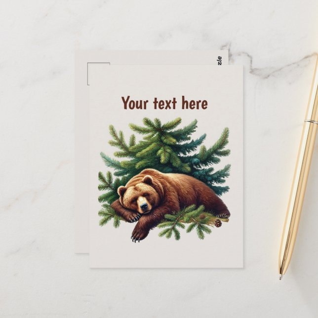 Cute bear lovers customisable  postcard (Front/Back In Situ)