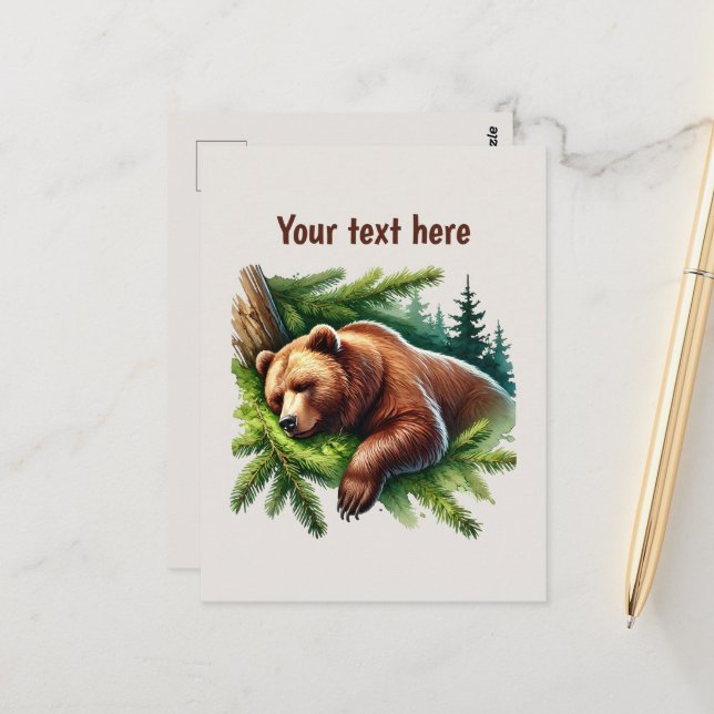 Cute bear lovers customisable  postcard (Front/Back In Situ)