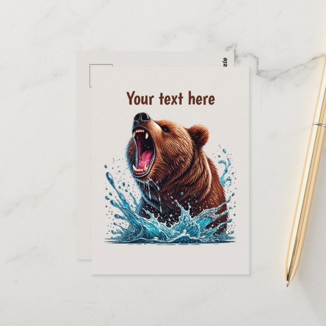 Cute bear lovers customisable  postcard (Front/Back In Situ)