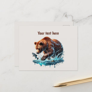 Cute bear lovers customisable postcard