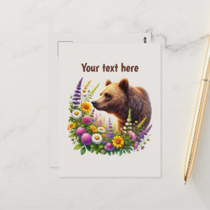 Cute bear lovers customisable postcard