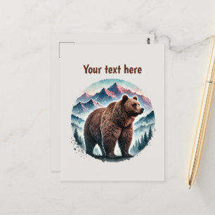 Cute bear lovers customisable postcard