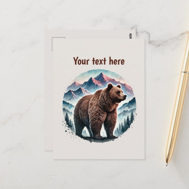 Cute bear lovers customisable  postcard (Front/Back In Situ)