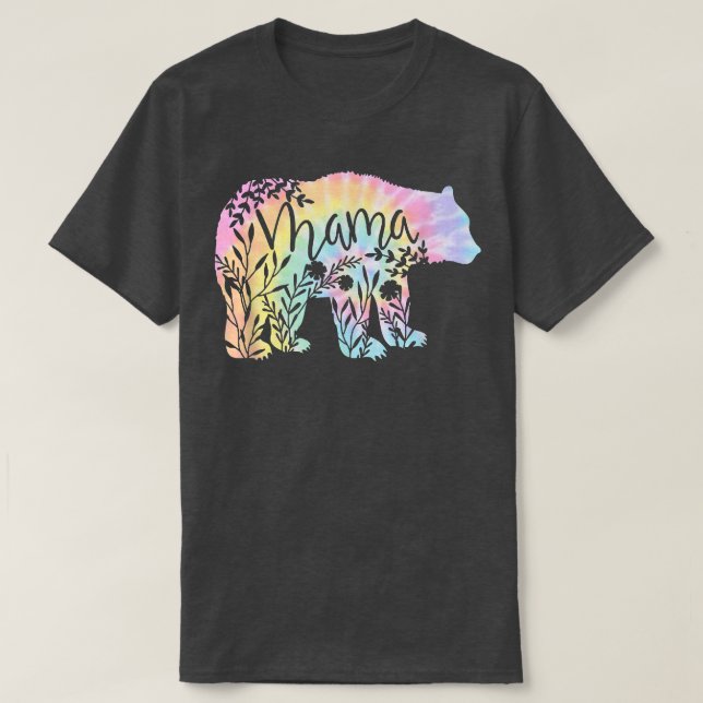 Cute Bear Mama Tie Dye Floral Mama Bear Women Moth T-Shirt (Design Front)