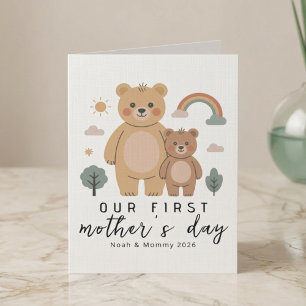Cute Bear Mum Baby First Mothers Day Art Card