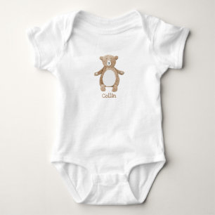 Cute Bear Name Personalised Baby Boy Bodysuit