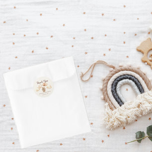 Cute Bear Neutral Baby Shower Classic Round Sticker