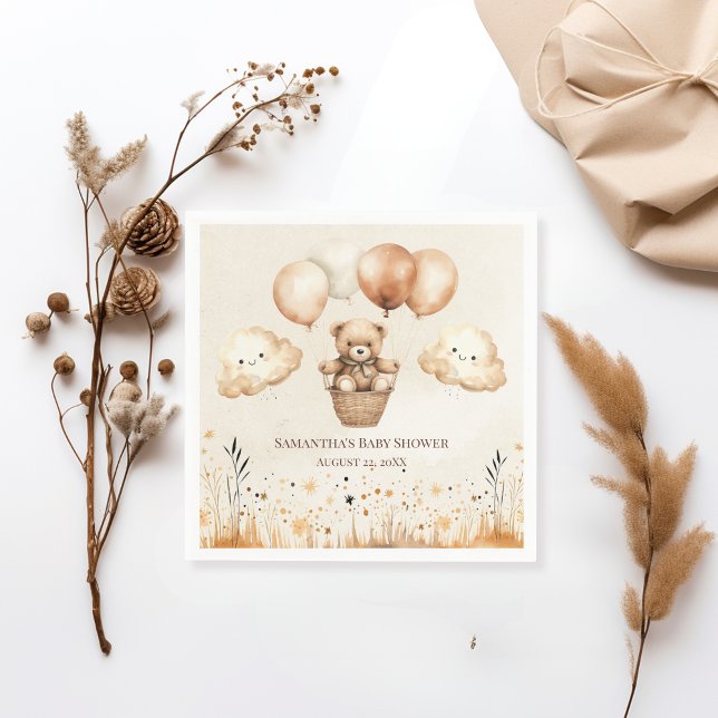 Cute Bear Neutral Baby Shower Napkin (Creator Uploaded)