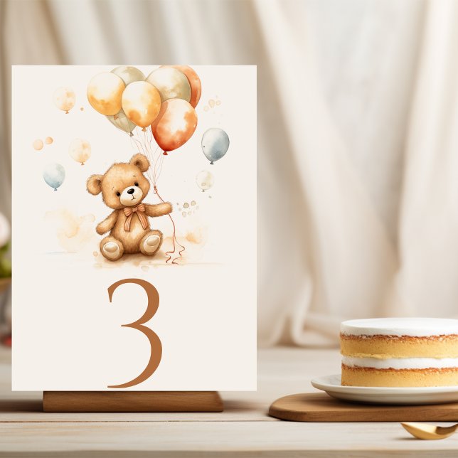 Cute Bear Neutral  Table Number (Creator Uploaded)