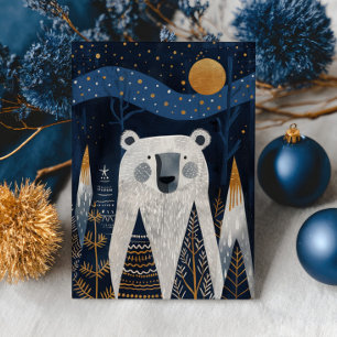 Cute Bear Nordic Winter Merry Christmas Photo Card