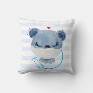 Cute Bear Nurse Wearing a Medical Mask Cushion