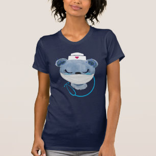 Cute Bear Nurse Wearing a Medical Mask T-Shirt