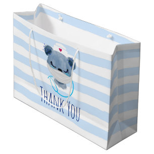 Cute Bear Nurse Wearing a Medical Mask Thank You Large Gift Bag