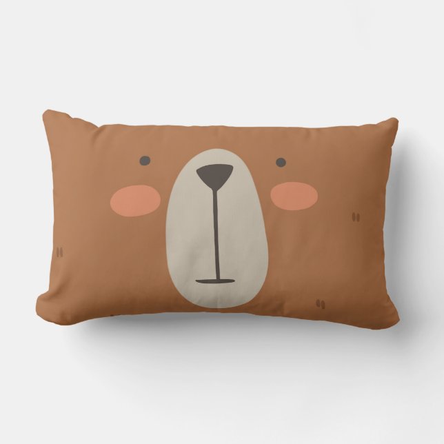 Cute Bear Nursery Kids Room Lumbar Cushion (Front)