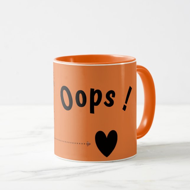 Cute Bear “Oops!” Orange Mug – Kawaii Bear Coffee  (Front Right)