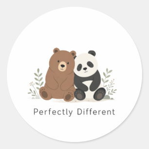 Cute Bear & Panda Neurodiversity Inclusion Classic Round Sticker