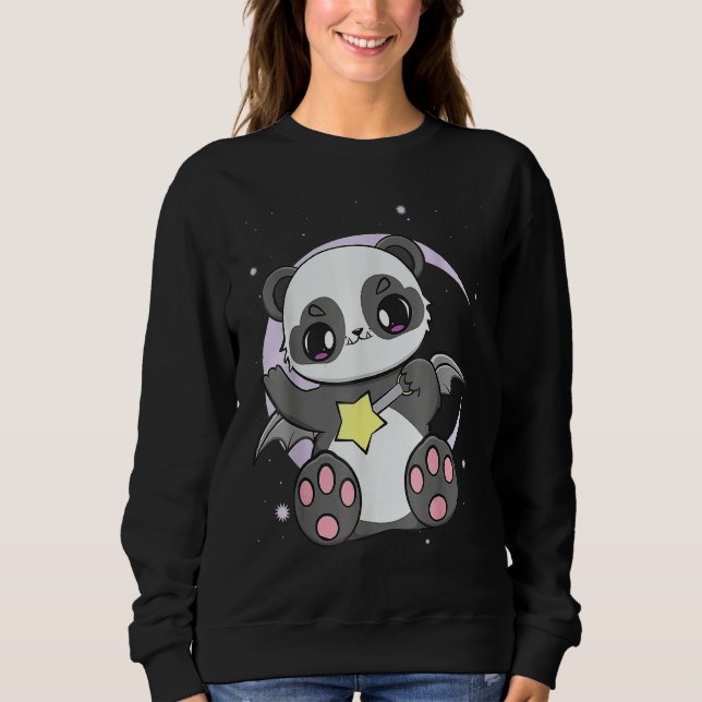 Cute Bear Panda With Baby Toy Rattle Sweatshirt (Front)