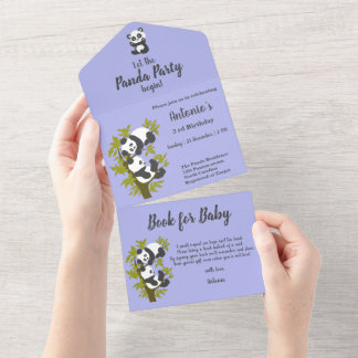 Cute Bear Pandas Party Boy Birthday All In One Invitation
