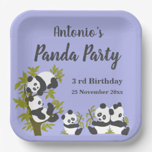 Cute Bear Pandas Party Boy Birthday Gift  Paper Plate