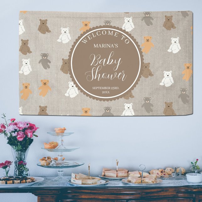 Cute Bear Pattern Baby Shower Welcome Sign (Cute Bear Pattern Baby Shower Welcome Sign)
