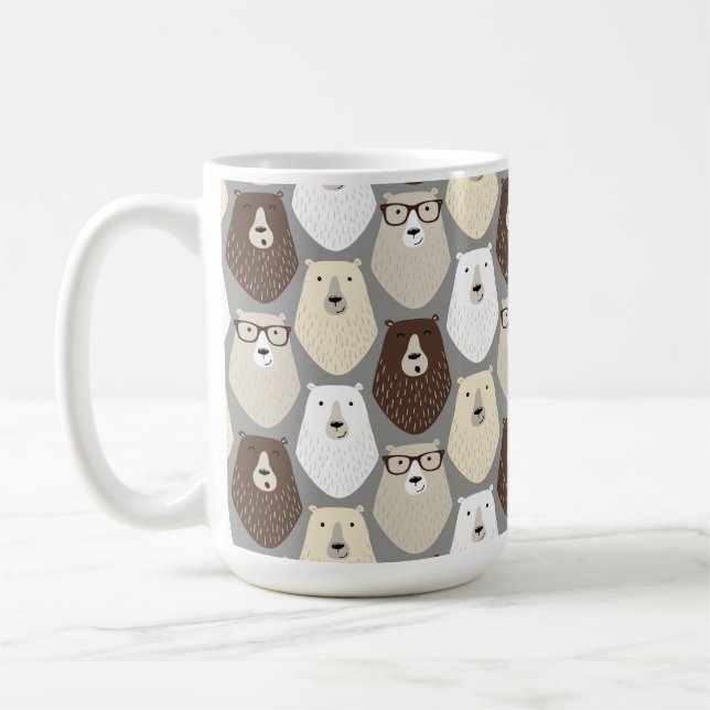 Cute Bear Pattern Fathers Day Gift Funny Dad Bear Coffee Mug (Left)