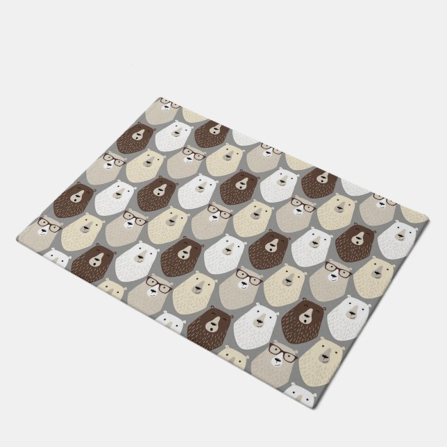 Cute Bear Pattern Fathers Day Gift Funny Dad Bear Doormat (Angled)