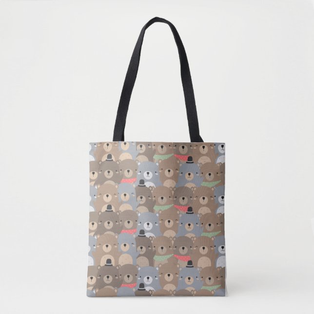 Cute Bear Pattern Square Tote Bag (Front)